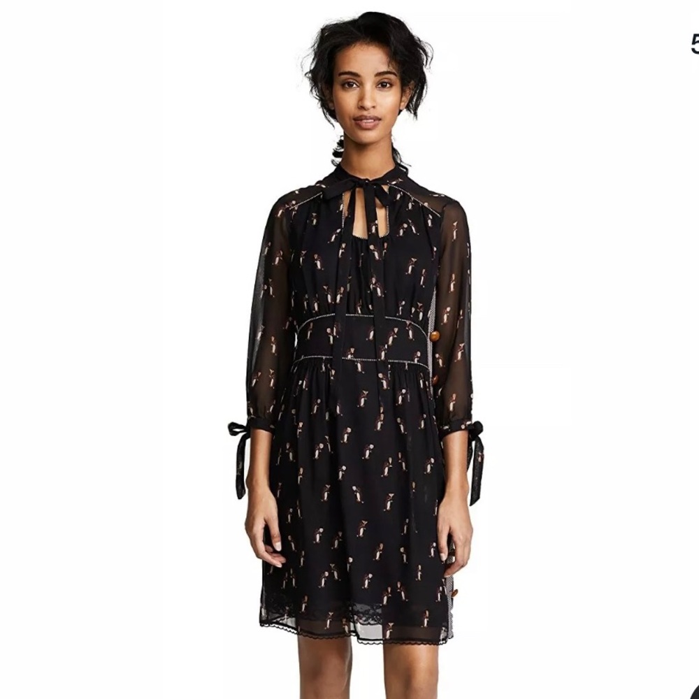 Coach penguin tie neck dress size 4 NWT cocktails